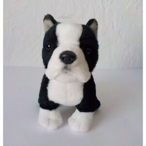 FAO Schwarz Toys R Us Black White French Bulldog Sttufed Animal Plush 8" 2015